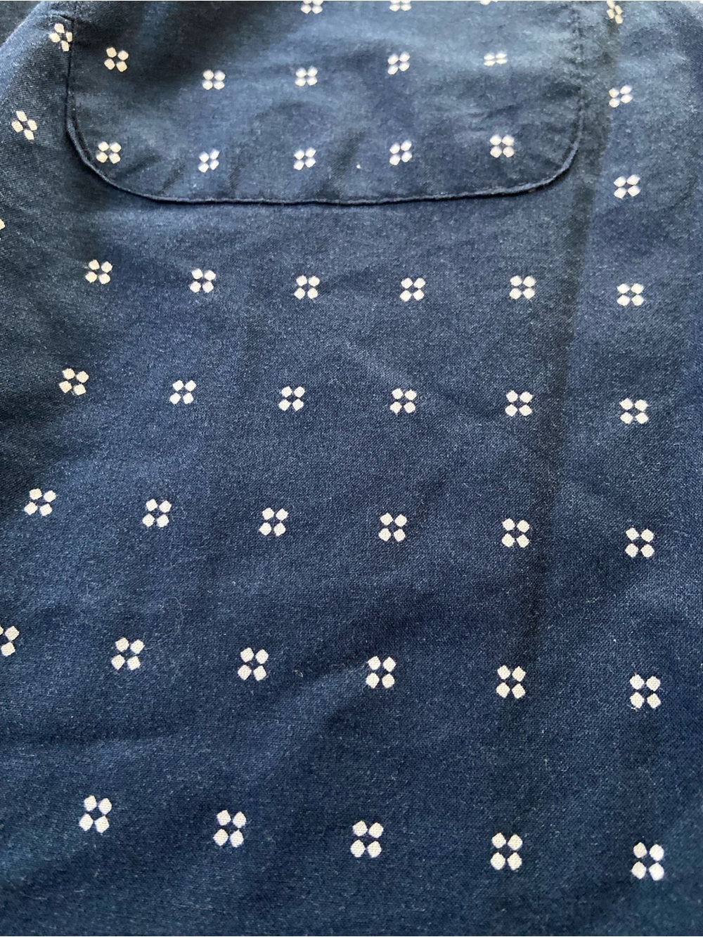 Croft & Barrow Navy 3/4 Sleeve Button-Down Shirt with White Dot Grid Size PL - Picture 10 of 13